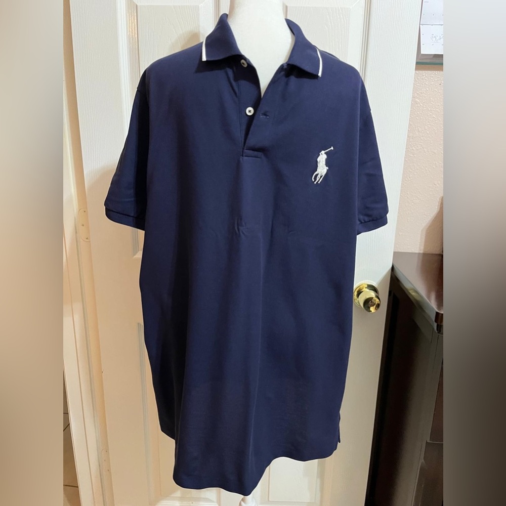 (H) Polo Golf Ralph Lauren Navy blue button down collared shirt